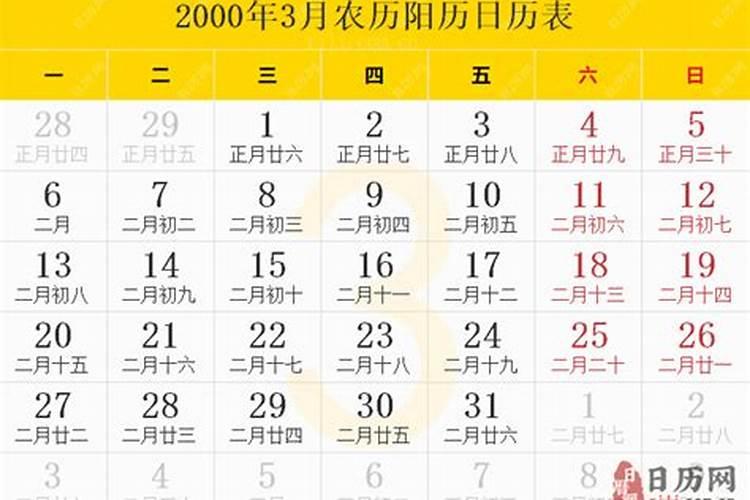 2000年三月十五的阳历