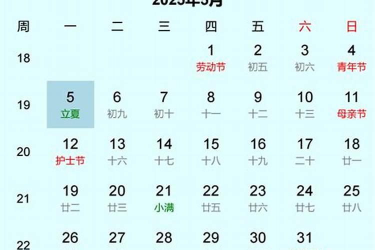 立夏农历是几月几号？