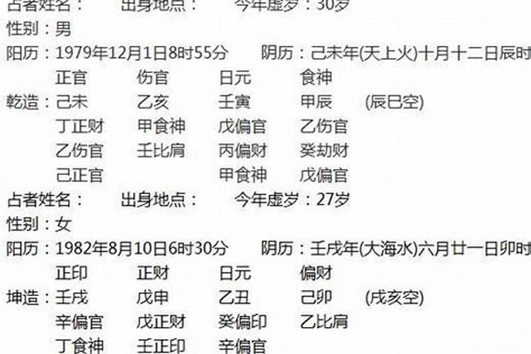男女八字合婚准得离谱