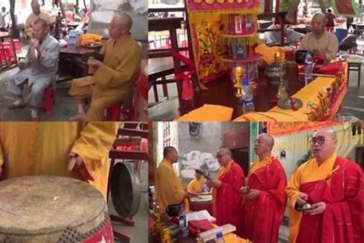 道士念经敲木鱼超度亡灵